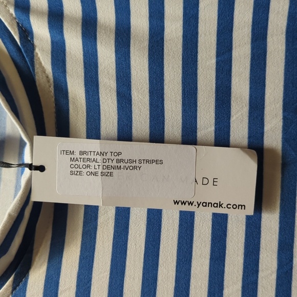 Yana K | Stretchy Comfy Brittany Tunic Top Dress Blue/Ivory Stripe | One Size - Picture 3 of 5